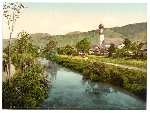 Oberammergau Prints: A Scene on the Ammer, Oberammergau, Upper Bavaria, Germany