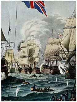 1805 Prints: Scene from the Battle of Trafalgar, Cape Trafalgar, Spain