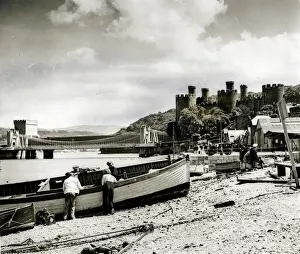 Conway Prints: Scene on the beach at Conwy, North Wales
