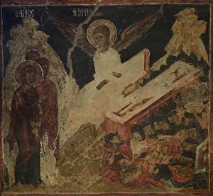 Reclining Prints: Scene from the Christological Cyclet. Wall painting