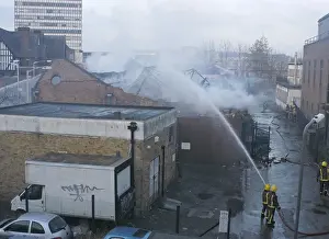 Jets Prints: Scene of commercial fire in Edgware, North London
