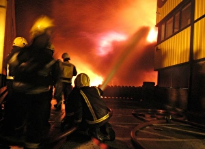 Scene of fire at commercial premises, Barking