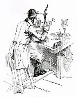 Flint Collection: Scene in a Flint Glass Factory, glass engraver at work