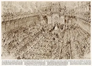 Constitutional Prints: Scene in the House of Lords on 4 November 1952 when Queen Elizabeth II opened her first Parliament