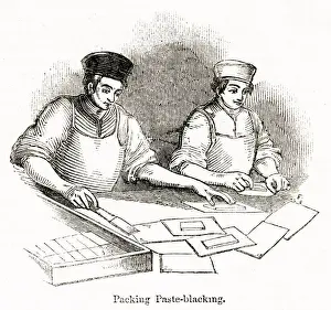 Scene inside a blacking factory, Holborn, London