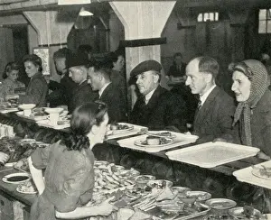 Scene inside a British Restaurant, one of a number of communal restaurants during