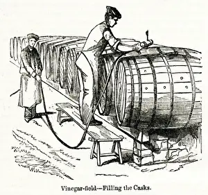 Scene inside a vinegar and wine factory, South London