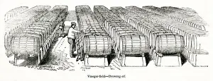 Scene inside a vinegar and wine factory, South London