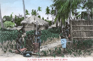 Pounds Gallery: Scene in Kaffir Kraal (village settlement), Zululand