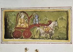 Scene of Mahabharata (18th c.). Arjuna on a chart