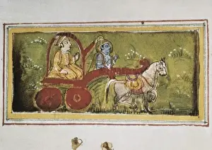 Scene of Mahabharata (18th c. ). Arjuna on a chart