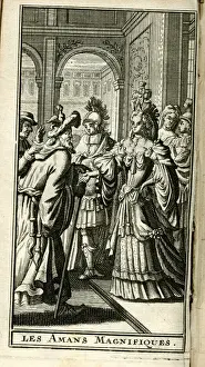 1670 Prints: Scene from Molieres play, Les Amants magnifiques