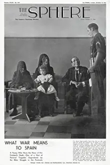 Comrades Prints: The scene at a Nationalist headquarters as a young widow (centre)
