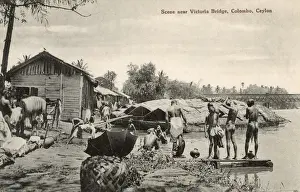 Colombo Prints: Scene near Victoria Bridge, Colombo, Ceylon (Sri Lanka)