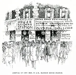 Scene outside Mansion House underground station, London