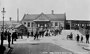 Scene outside Workington Railway Station, Cumbria, UK