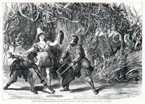 Scene from Robinson Crusoe at the Folly Theatre, London. Date: 1876