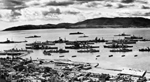 Scapa Gallery: Scene at Scapa Flow, Orkney Islands, with ships