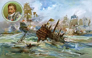 Damage Collection: Scene with ships during the Spanish Armada