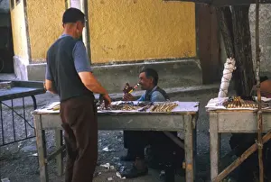 Woodwind Prints: Scene in a street market, Yugoslavia