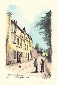 Swain Prints: Scene in Swains Lane, Highgate, North London