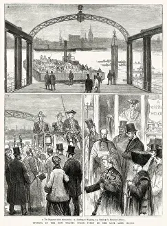 Parochial Prints: Three scenes during the official opening of the Rotherhithe to Wapping Steam Ferry