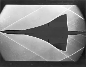 Schlieren photograph of a Concorde model in a wind tunnel