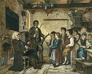 Pupil Prints: School. Music class to children. Singing class