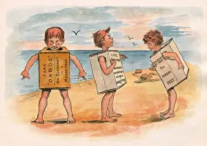 Makeshift Prints: Three schoolboys on desert island have to wear packing cases