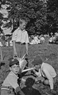 Schoolboys in a field