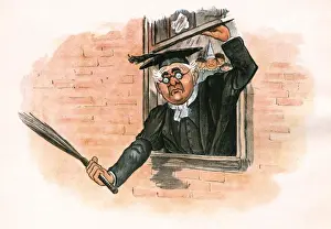 Peers Prints: Schoolmaster reacts angrily as his window is smashed