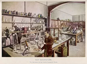 Scientists Collection: Scientists at work in a laboratory at Vinolia Soap Co. Date: 1911