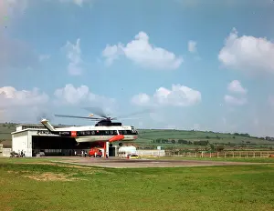 Scilly Prints: Scilly Isles helicopter at Penzance airport, Penzance