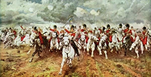 Images Dated 29th July 2015: Scots Greys charge at the Battle of Waterloo