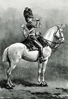 Trumpet Collection: Scots Greys Trumpeter on horseback