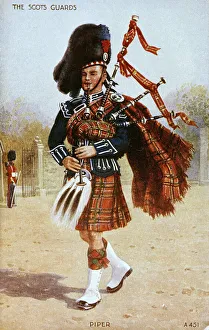 Images Dated 8th February 2019: Scots Guard playing the bagpipes