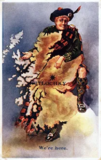 Tammy Gallery: Scotsman with map of Scotland, pinpointing Pitlochry