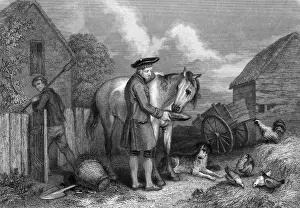 Oats Prints: A Scottish farmer feeding oats to his horse