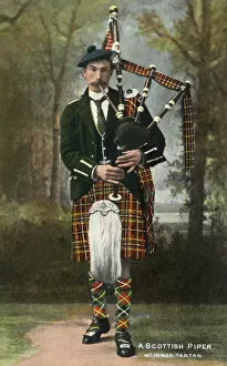 Images Dated 4th August 2015: A Scottish Piper wearing McInnes Tartan