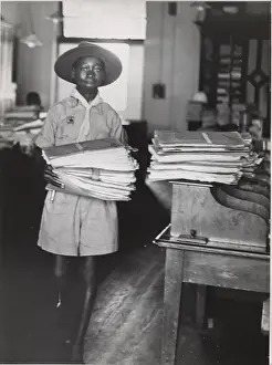 Files Prints: Scout helping in Post Office, Accra, Ghana, West Africa