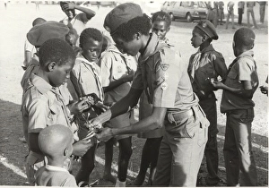 A patrol of boy scouts