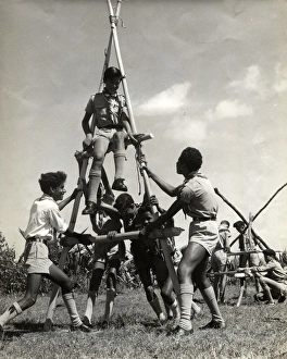A patrol of boy scouts