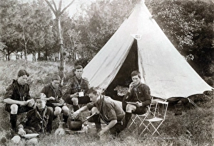 A patrol of boy scouts