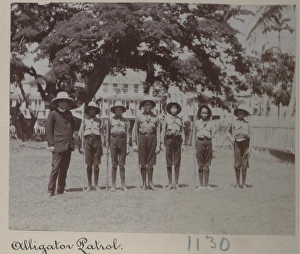 A patrol of boy scouts