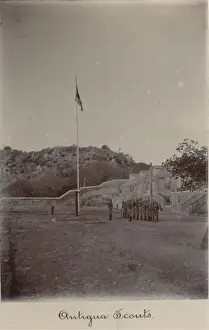 Antigua Prints: Scouts in Antigua at flag break
