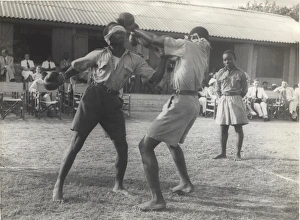 Blindfold Collection: Scouts blindfold boxing in Ghana, West Africa