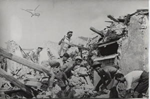 Scouts clearing ruins in Zakynthos, Greece