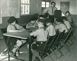 1950s Childhood Gallery: Scouts learning morse code