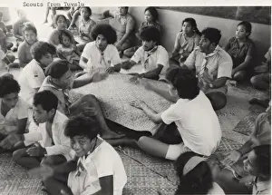 Indoor Prints: Scouts singing, Tuvalu, Gilbert Islands, Pacific