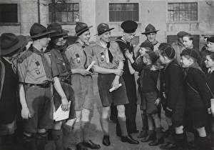 A patrol of boy scouts